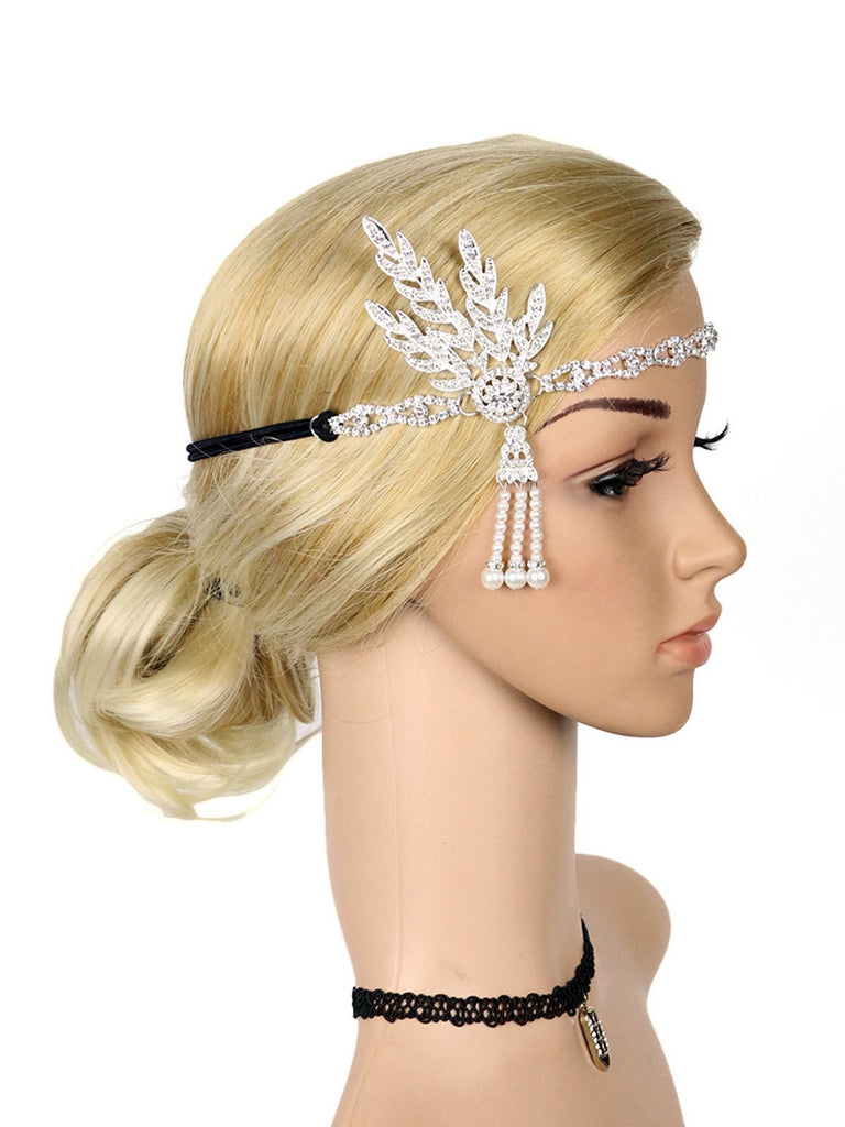 [US Warehouse] 1920s Fringe Pearl Rhinestone Headband