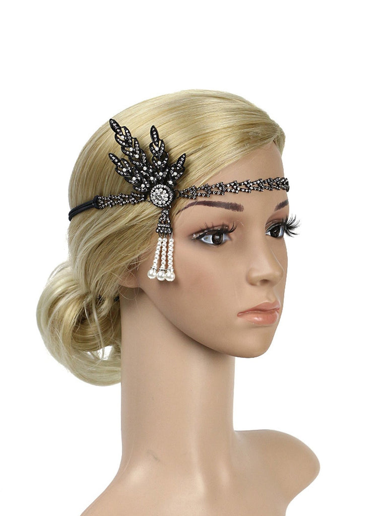 US Warehouse] 1920s Pearl Rhinestone Headband