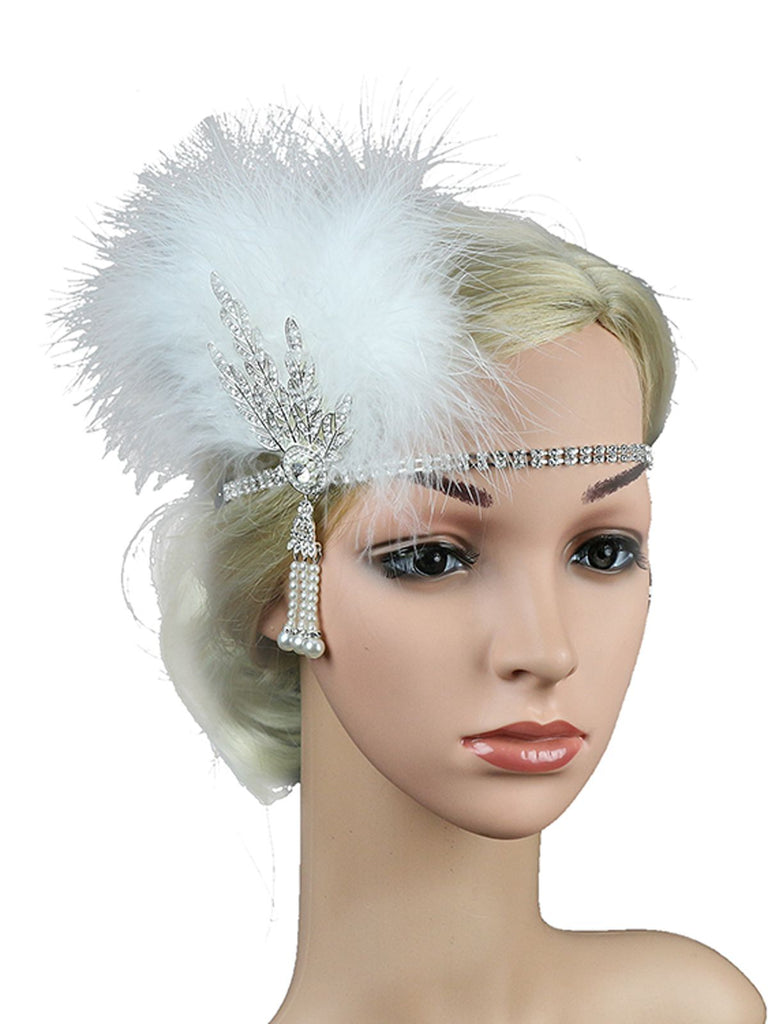 [US Warehouse] 1920s Feather Rhinestone Flapper Headband