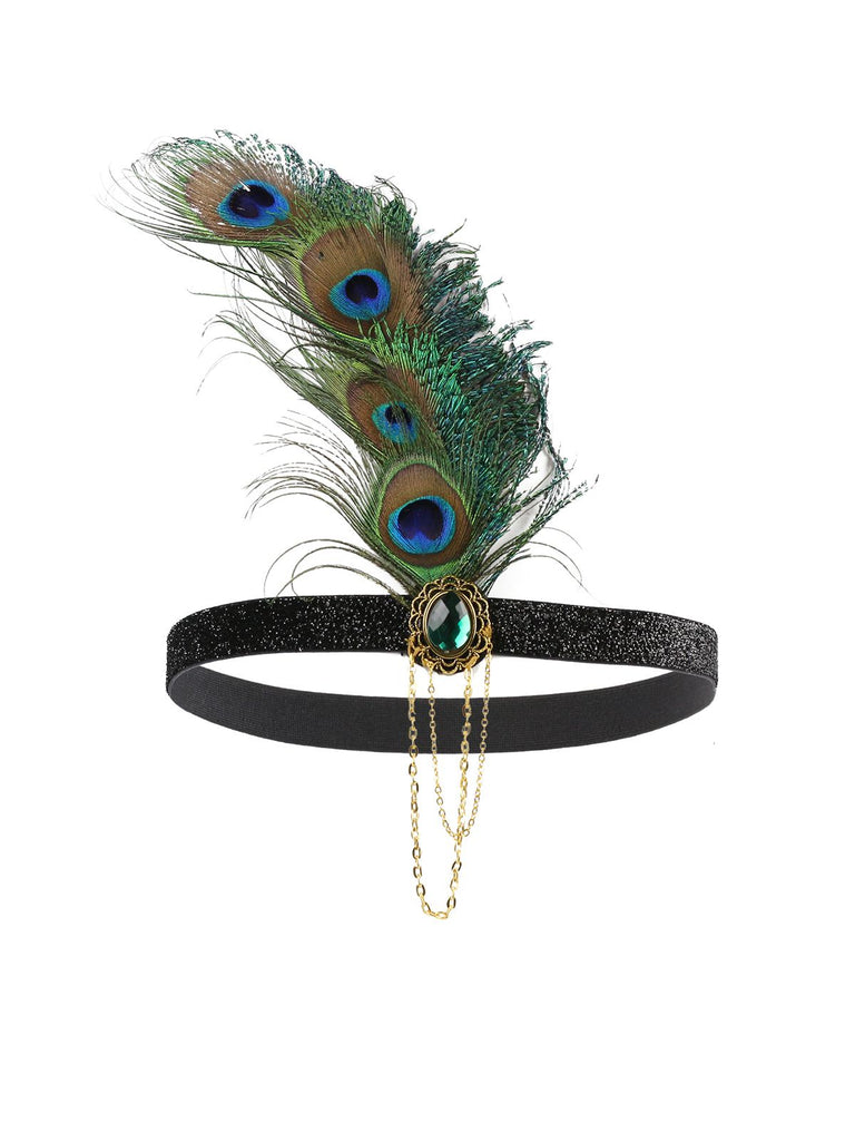 [US Warehouse] 1920s Feather Rhinestone Flapper Headband