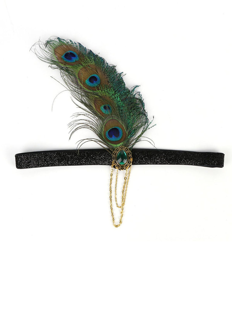 [US Warehouse] 1920s Feather Rhinestone Flapper Headband