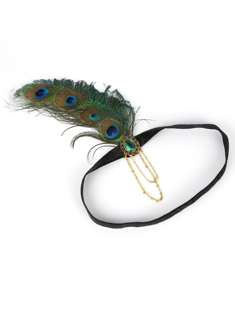 [US Warehouse] 1920s Feather Rhinestone Flapper Headband