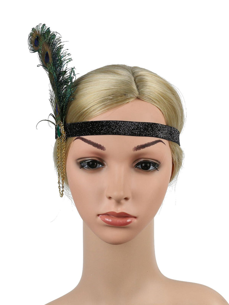[US Warehouse] 1920s Feather Rhinestone Flapper Headband