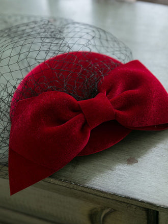 Retro Wine Red Bowknot Fascinator