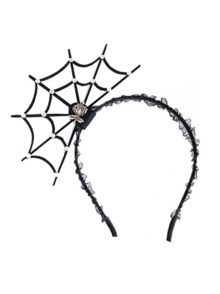 Black Halloweeen Solid Spider Web Headband