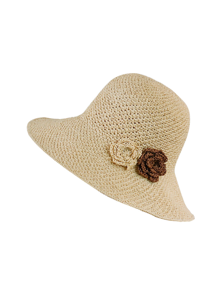 Retro Braided Flowers Straw Hat