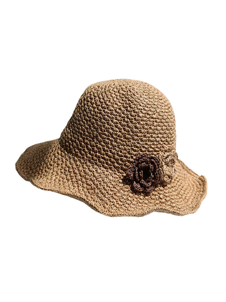 Retro Braided Flowers Straw Hat
