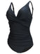 Solid Pleated Strap One-piece Swimsuit