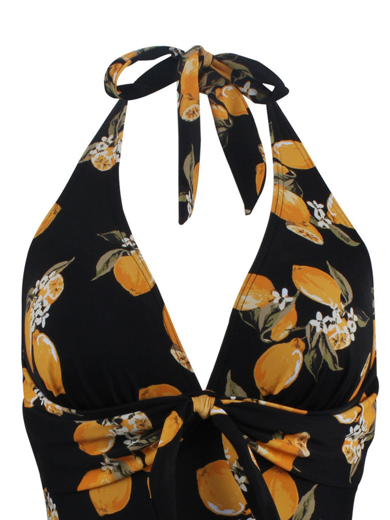 Halter Lemon One-Piece Swimsuit