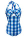 [US Warehouse] 1950s Plaid Halter One-Piece Swimsuit