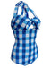 [US Warehouse] 1950s Plaid Halter One-Piece Swimsuit
