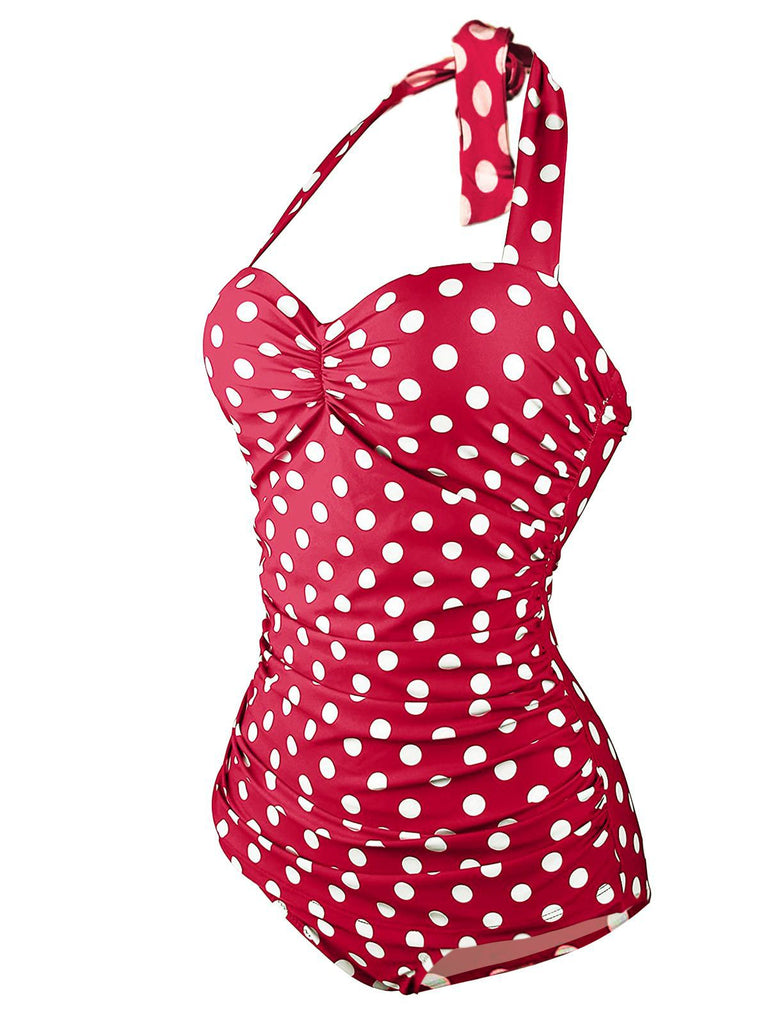 [Pre-Sale] 1950s Halter Polka Dot One-Piece Swimsuit