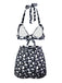 Black 1950s Skull Halter Pleated Bikini