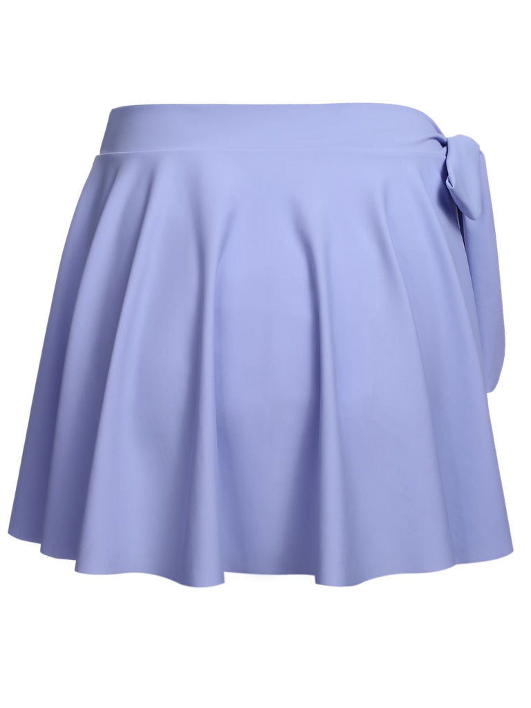 Sky Blue Straps Swimsuit with Skirt