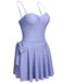 Sky Blue Straps Swimsuit with Skirt