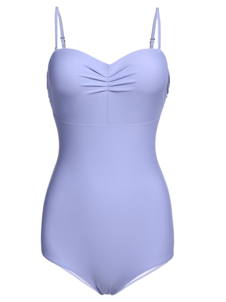 Sky Blue Straps Swimsuit with Skirt