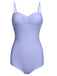 Sky Blue Straps Swimsuit with Skirt
