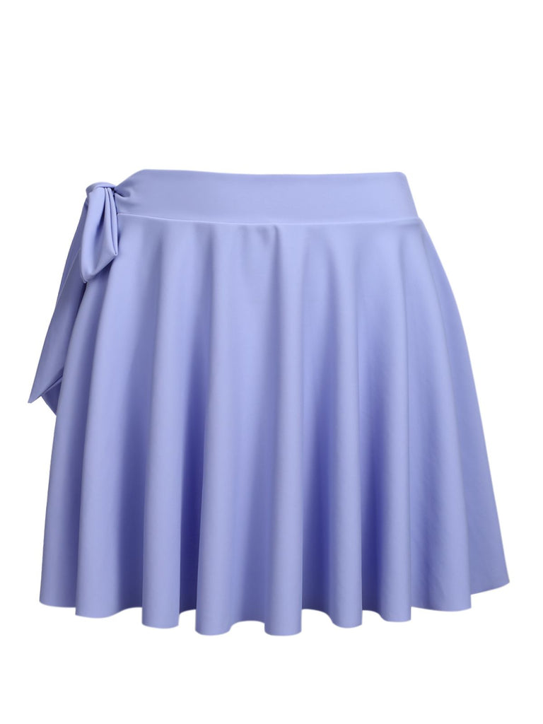 Sky Blue Straps Swimsuit with Skirt