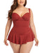 Plus Size Solid Skirted Swimsuit