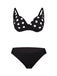 Black 1960s Polka Dot Bikini Set with Skirt