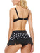 Black 1960s Polka Dot Bikini Set with Skirt