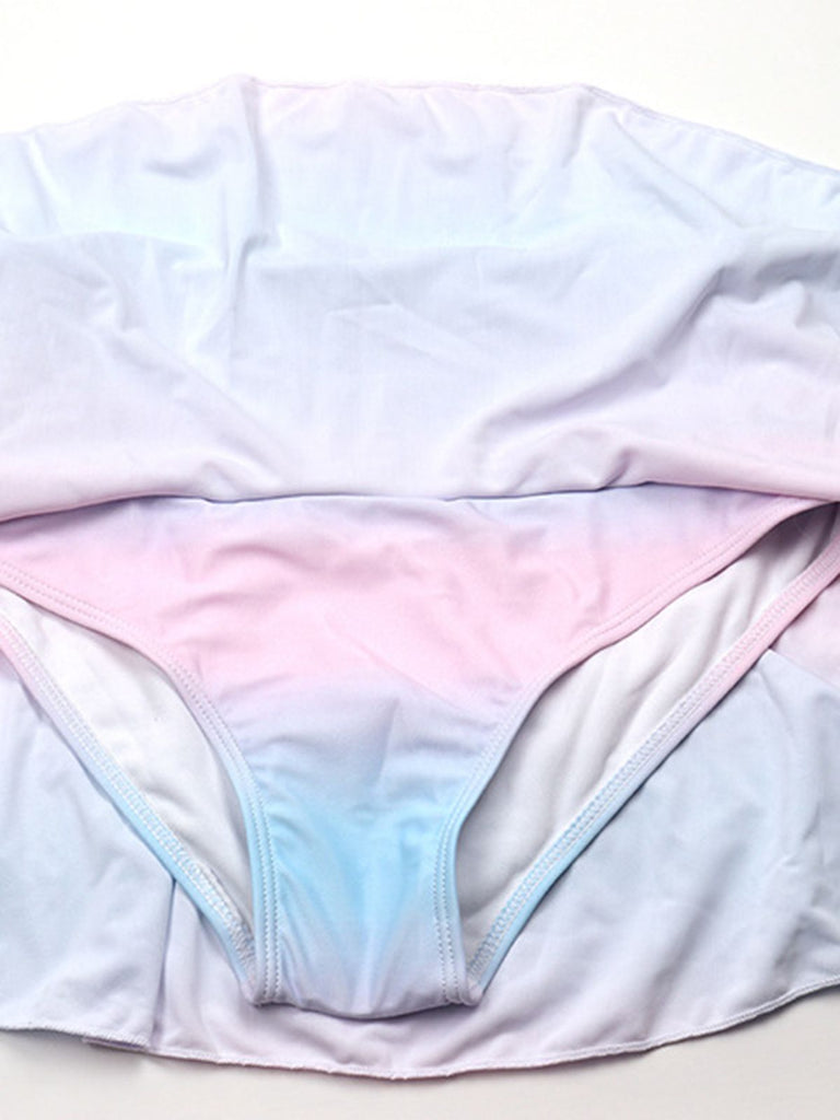 Gradient Pink Shell Skirted Bikini Set