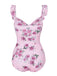 1960s Ruffled Floral One-Piece Swimsuit