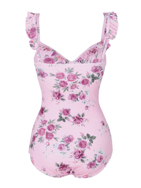 1960s Ruffled Floral One-Piece Swimsuit – Retro Stage - Chic Vintage ...