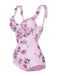 1960s Ruffled Floral One-Piece Swimsuit