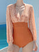 [US Warehouse] Patchwork Lace-Up One-Piece Swimsuit