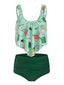 Green 1950s Retro Dinosaur Tankini Set