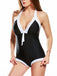 Black Halter Backless One-Piece Swimsuit