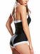 Black Halter Backless One-Piece Swimsuit