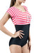 Stripes Cut-Out One-Piece Swimsuit