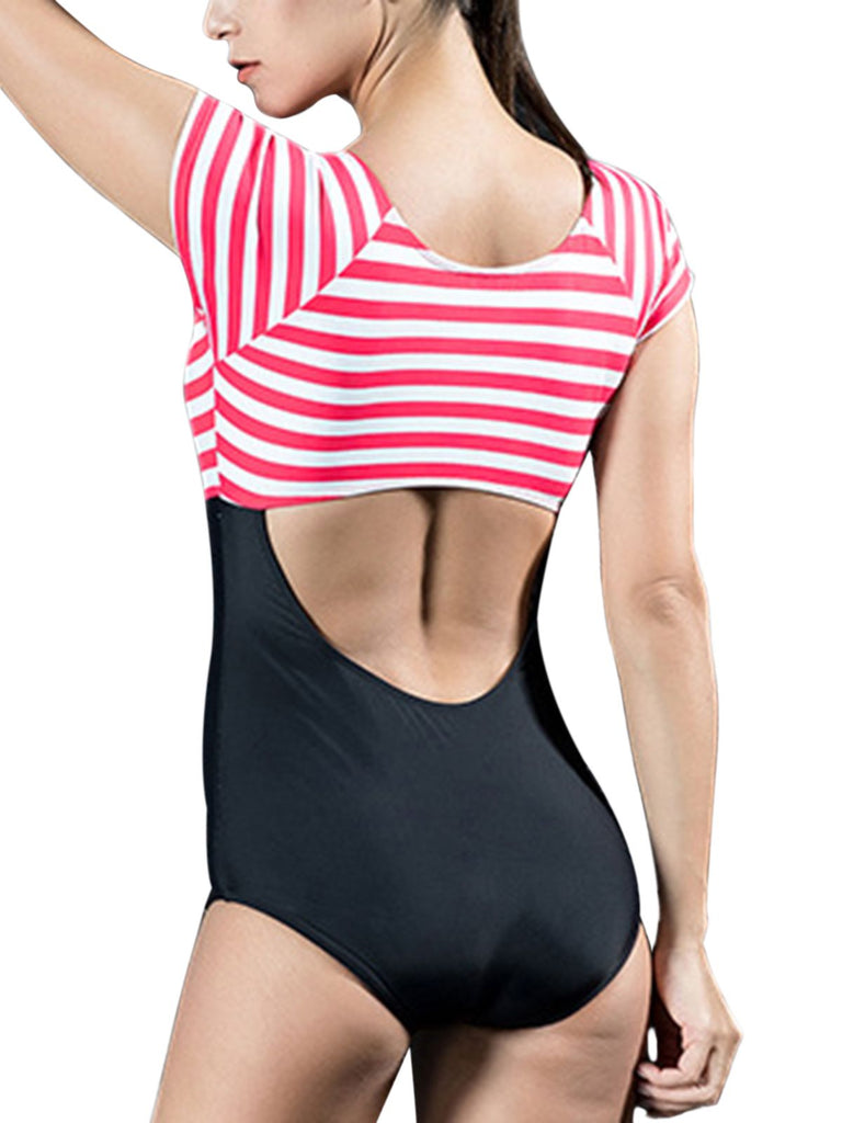 Stripes Cut-Out One-Piece Swimsuit