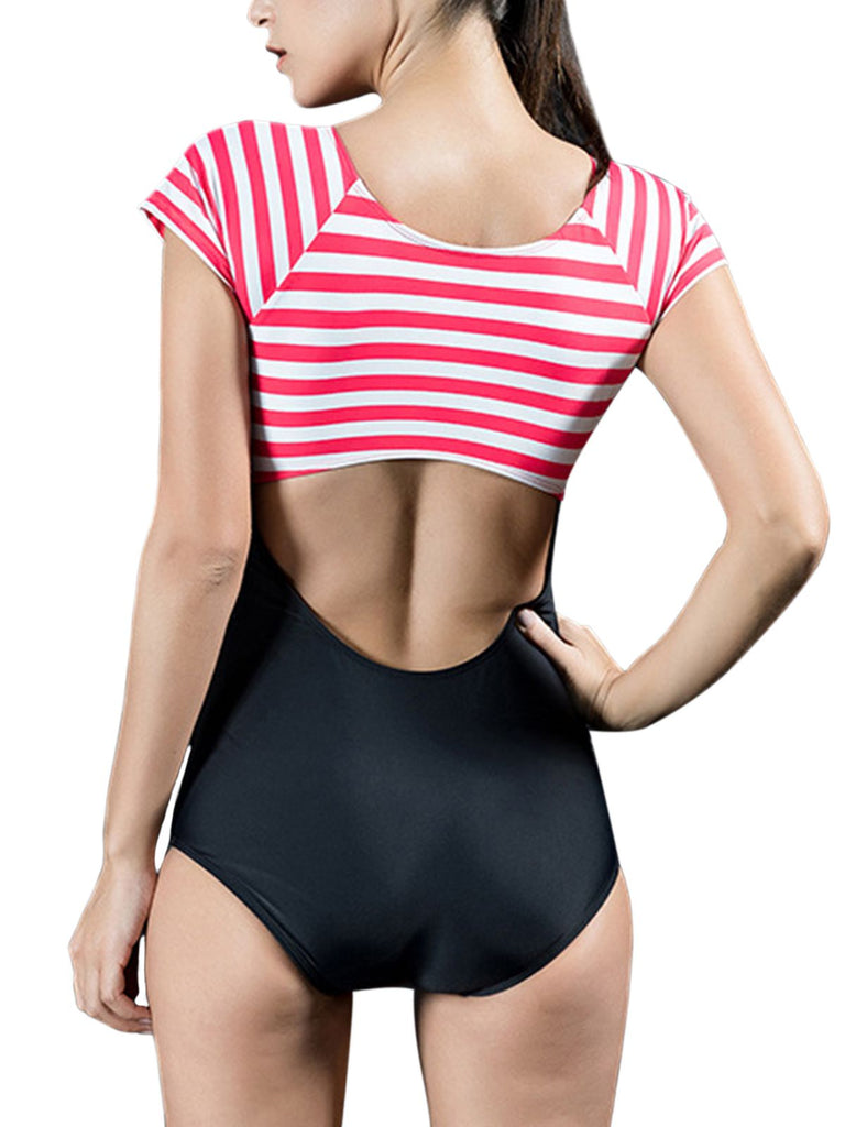 Stripes Cut-Out One-Piece Swimsuit