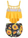 Spaghetti Strap Sunflowers Tankini Set