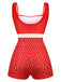 Red 1930s Polka Dot One-piece Swimsuit