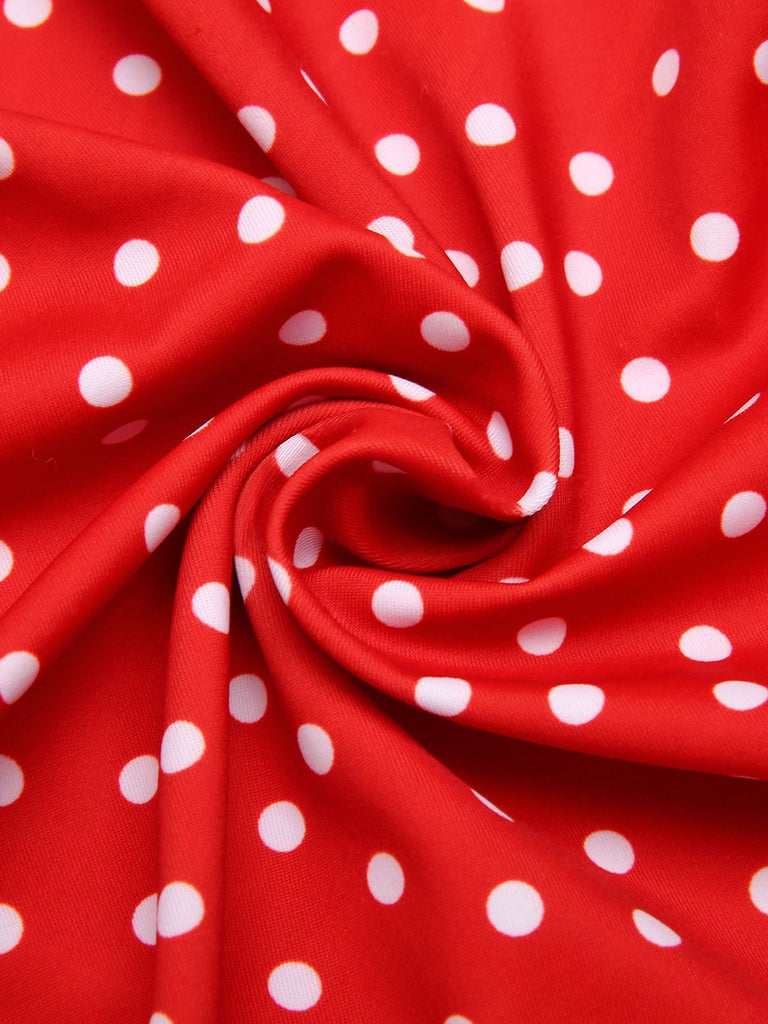 Red 1930s Polka Dot One-piece Swimsuit
