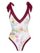 1950s V-Neck Flowers Lacing Swimsuit