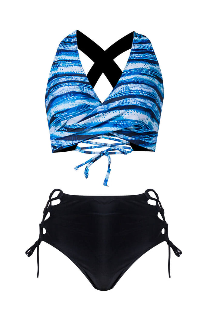 Blue 1950s Ocean Stripes Swimsuit