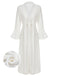 White 1960s Solid V-neck Wrap Cover-up