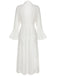 White 1960s Solid V-neck Wrap Cover-up