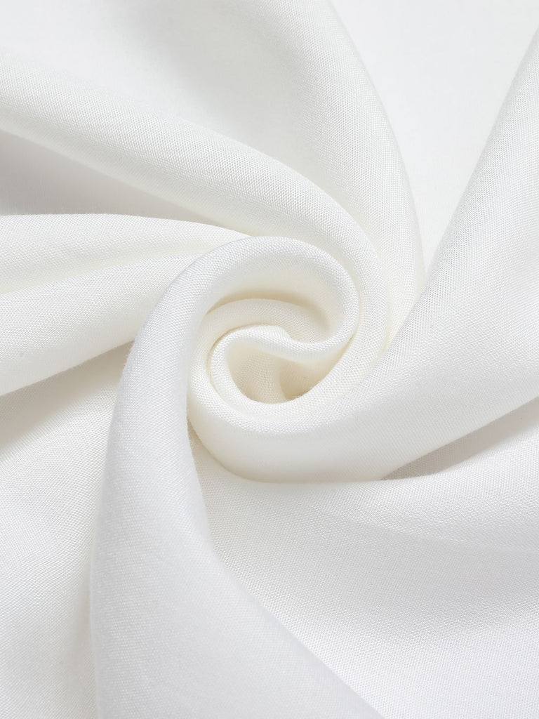 White 1960s Solid V-neck Wrap Cover-up