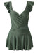 Green 1940s Solid One-Piece Swimsuit