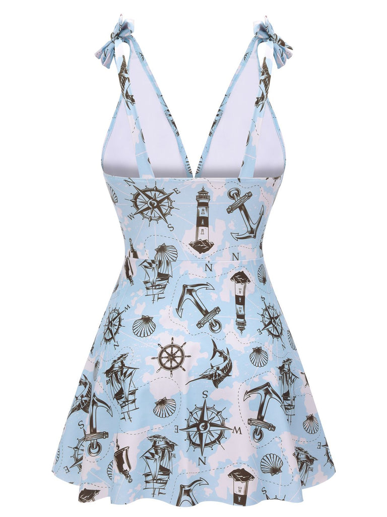 1930s Strap Bowknot One-piece Swimsuit