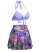 1940s Flowers Lace-Up Halter Swimsuit