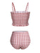 Red 1940s Plaid Strap Ruffle Swimsuit