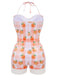 Pink 1940s Peach Plaid Halter Swimsuit