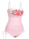 Pink 1940s Rose Strap One-piece Swimsuit